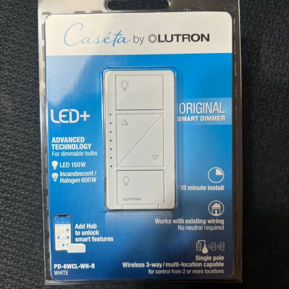 Lot of 4 *BRAND NEW* •Lutron Caseta• ORIGINAL WIRELESS SMART DIMMER (PD-6WCL-WH- - Picture 1 of 4